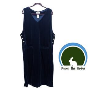 Erika II Blue Velour Long Jumper Dress Size 2X vintage whimsigoth minimalist